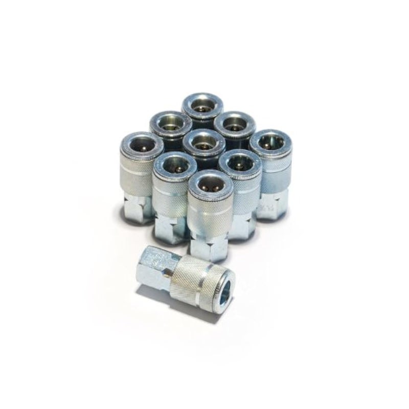 برايم فيت TC1414FS6-B10-P موصل أوتوماتيكي أنثوي من الصلب 1/4 بوصة 4 كرات حزمة مقاولين، 10 قطع